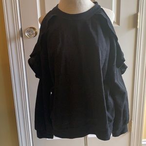 Lush Cold Shoulder Ruffle Sweatshirt
